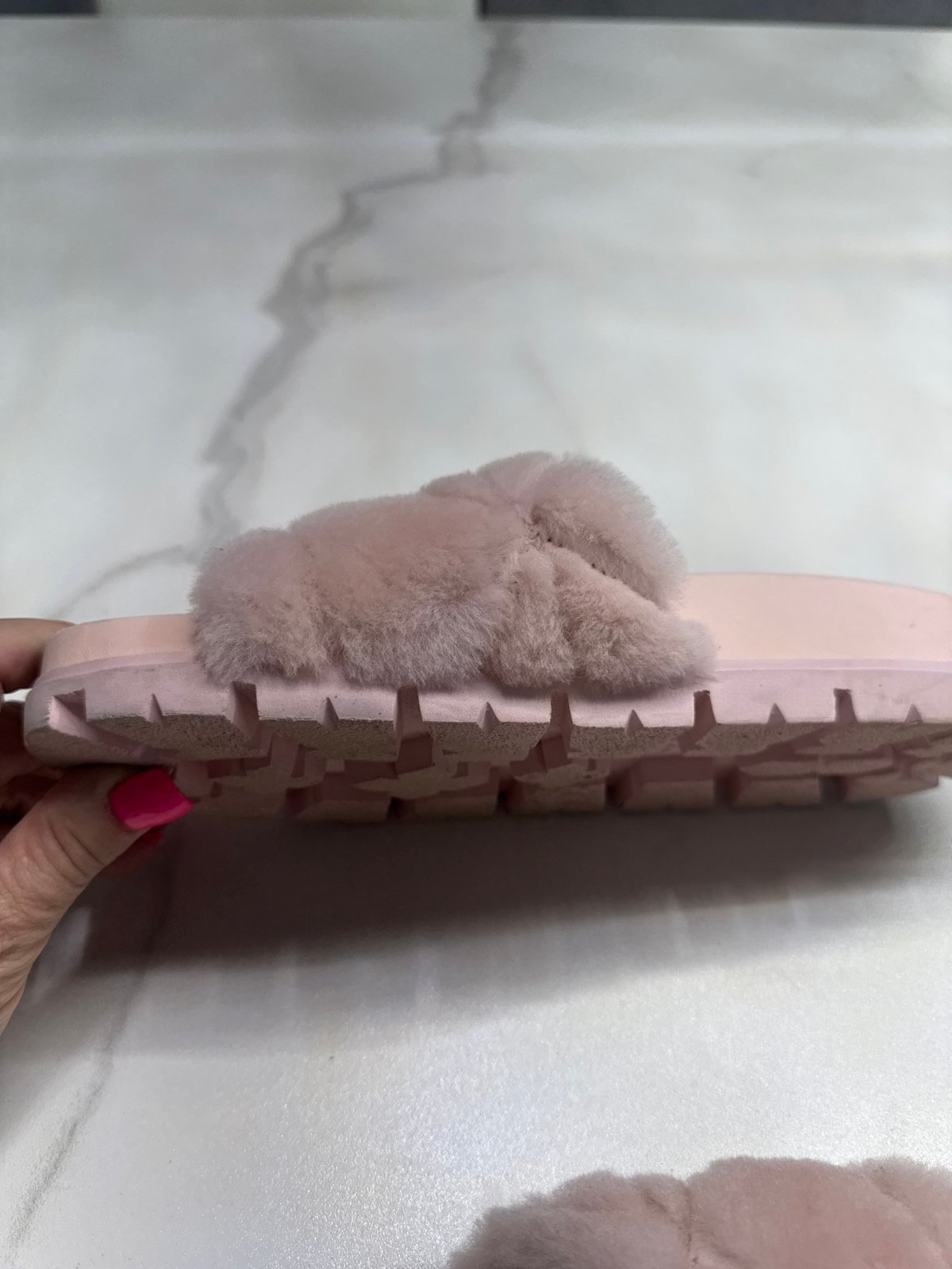 Authentic Prada Pink Furry Slides 4.5 (35) | Mercari