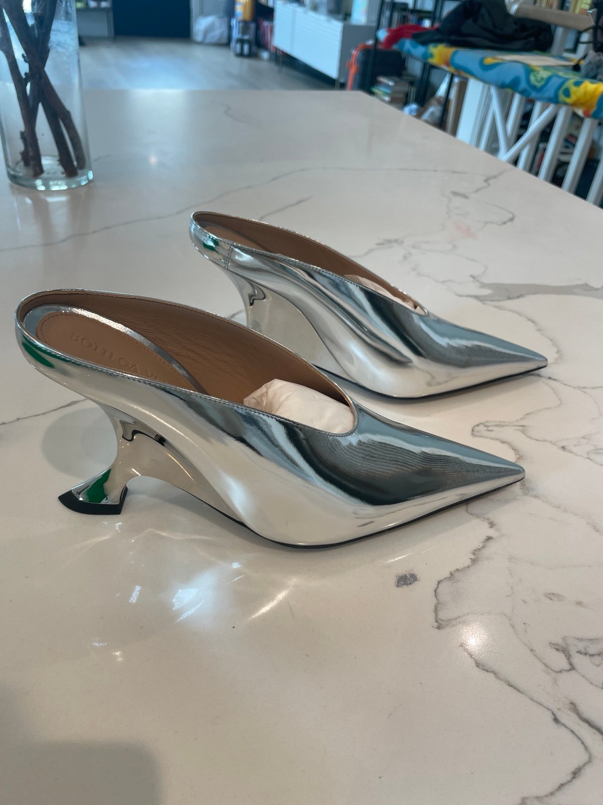 ★BOTTEGA VENETA★ロケットミュール Rocket metallic leather mules in metallic - Bottega Veneta