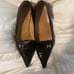 Authentic Hermes Black Pointed Toe Kitten Heel Pumps size 41