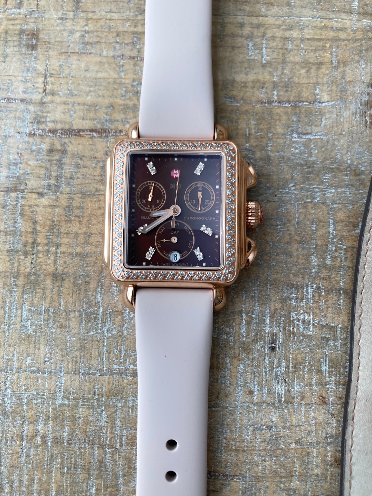 michele deco rose gold watch