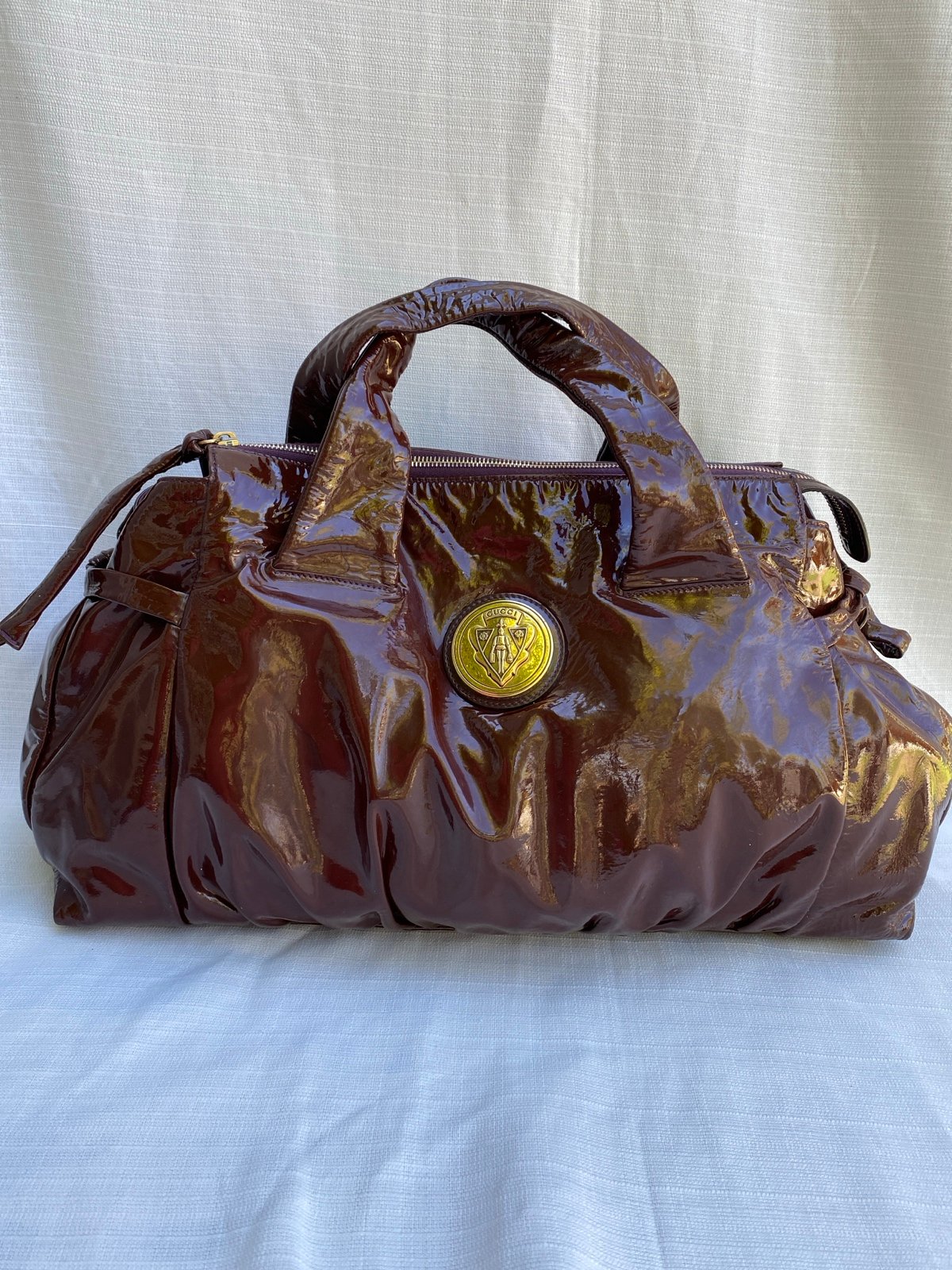 Gucci Hysteria Collection Gucci Hysteria Handbag Brown Patent Soft