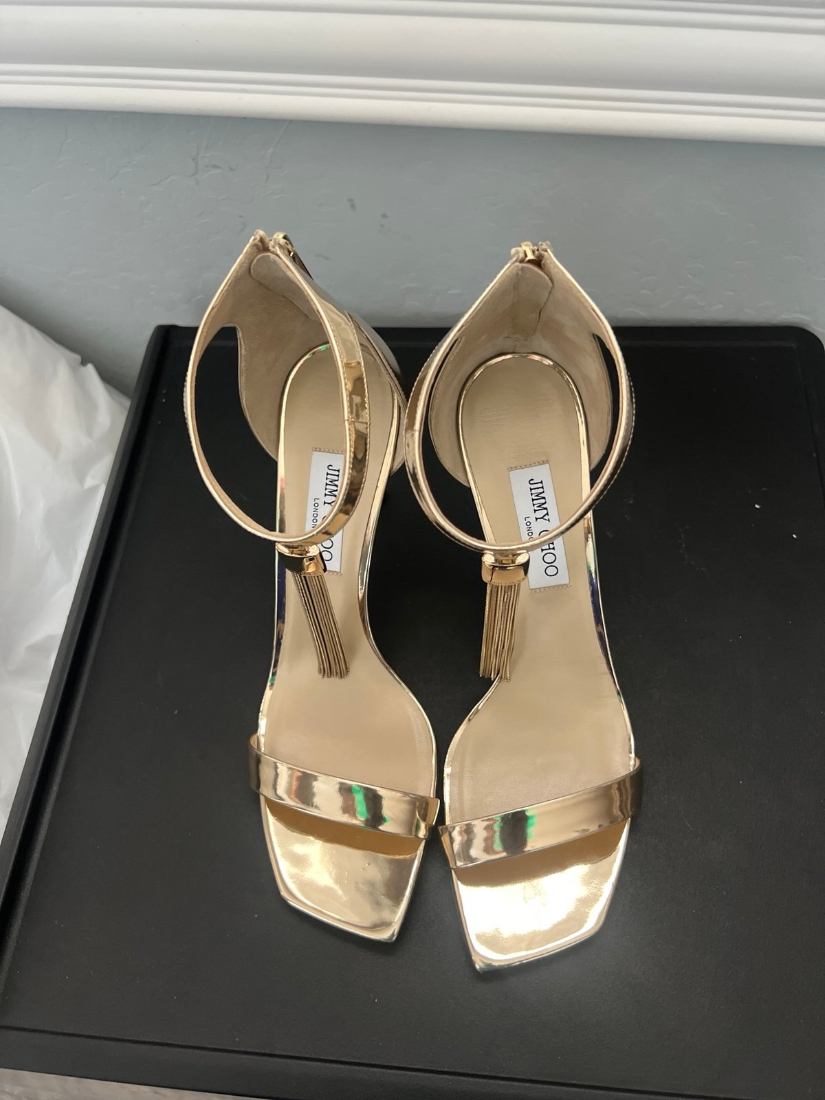 JIMMY CHOO Vinca95 メタルフリンジ付きリキッドメタルサンダル DIDI45QUI_AA0009_SIDE_vg93.jpg