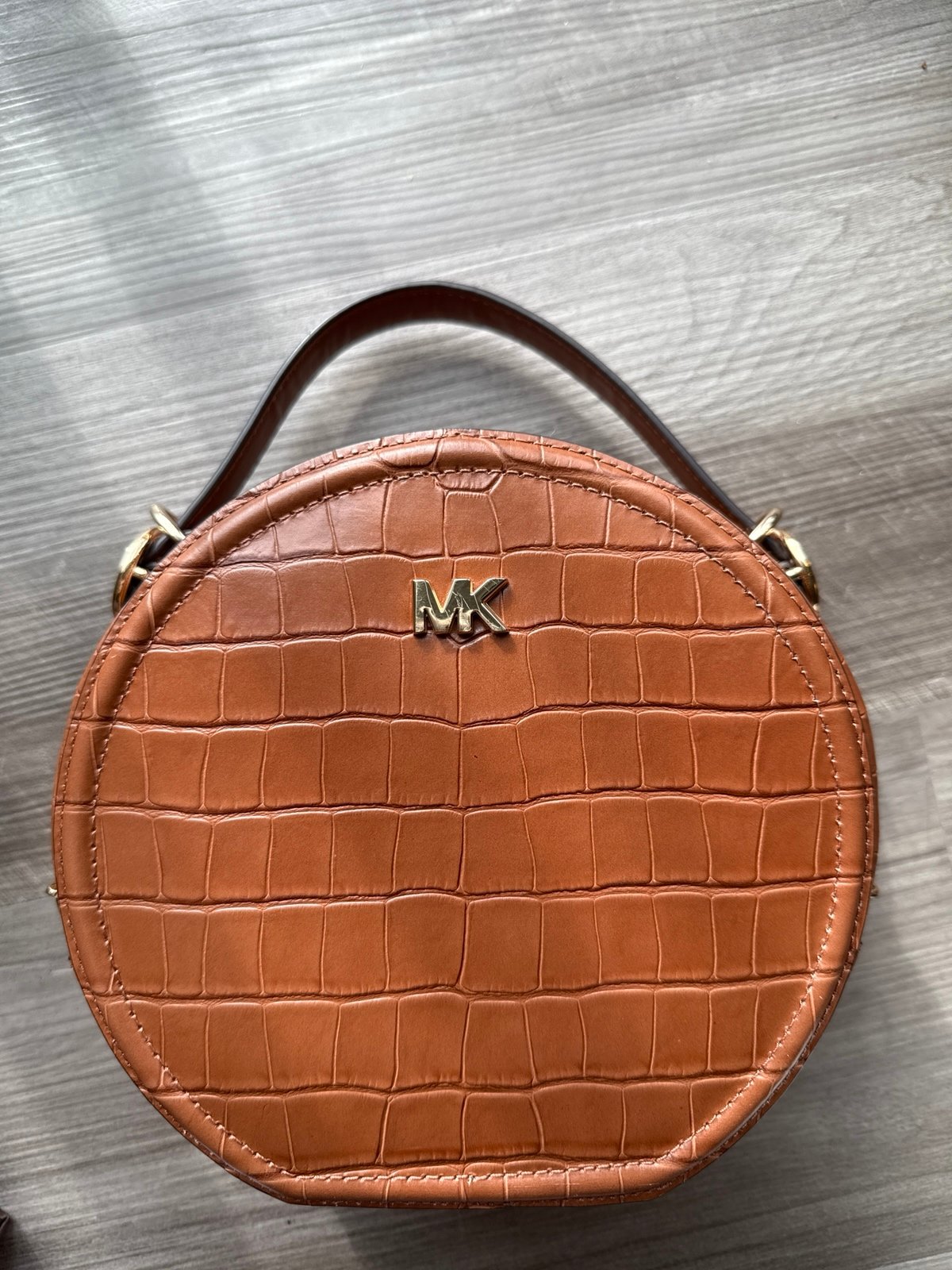 Michael Kors Brown Croc Embossed Leather Delaney Crossbody Bag