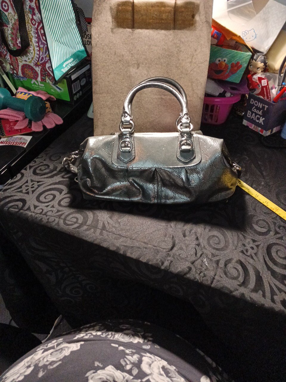 Coach Gunmetal Satchel shops with strap