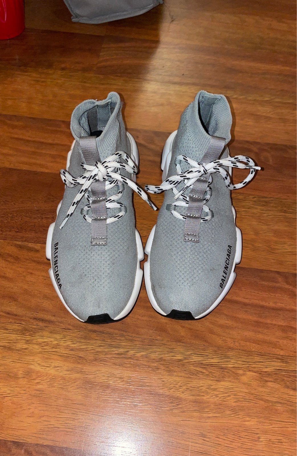 Balenciaga Womens Speed Trainer Mid Lace Up Grey