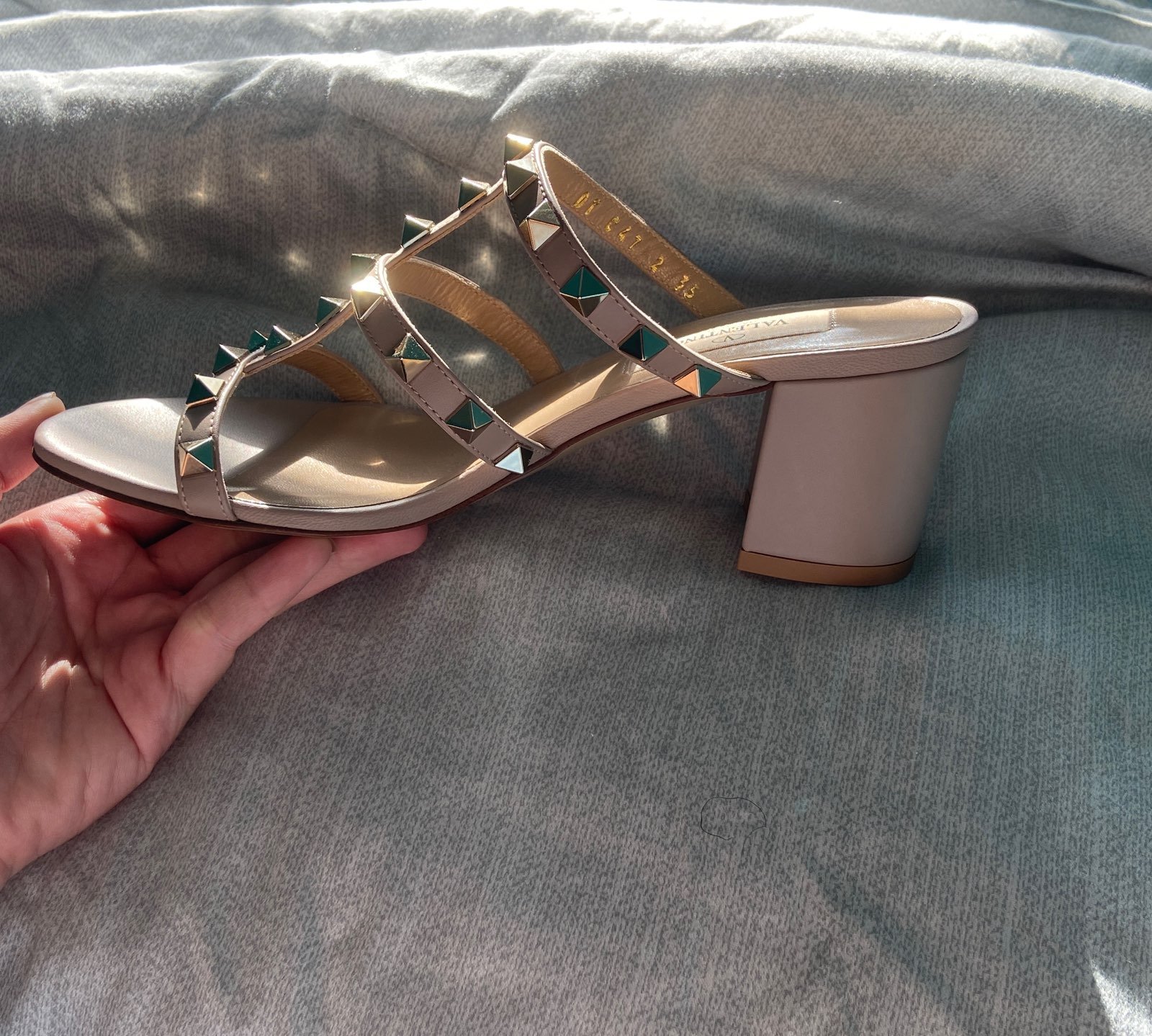 Valentino Rockstud Sandal Poudre