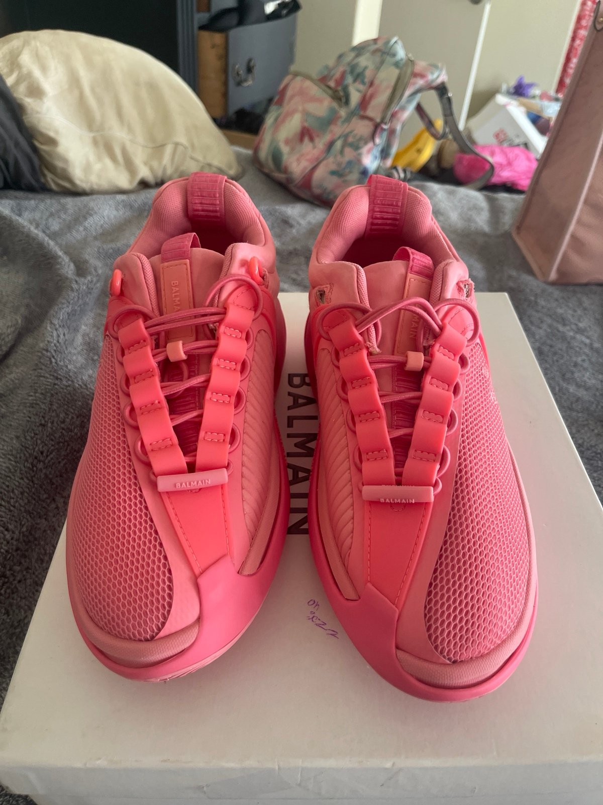 Balmain Paris VN1C589TMNY pink SNEAKER B RUNNER shoes MESH