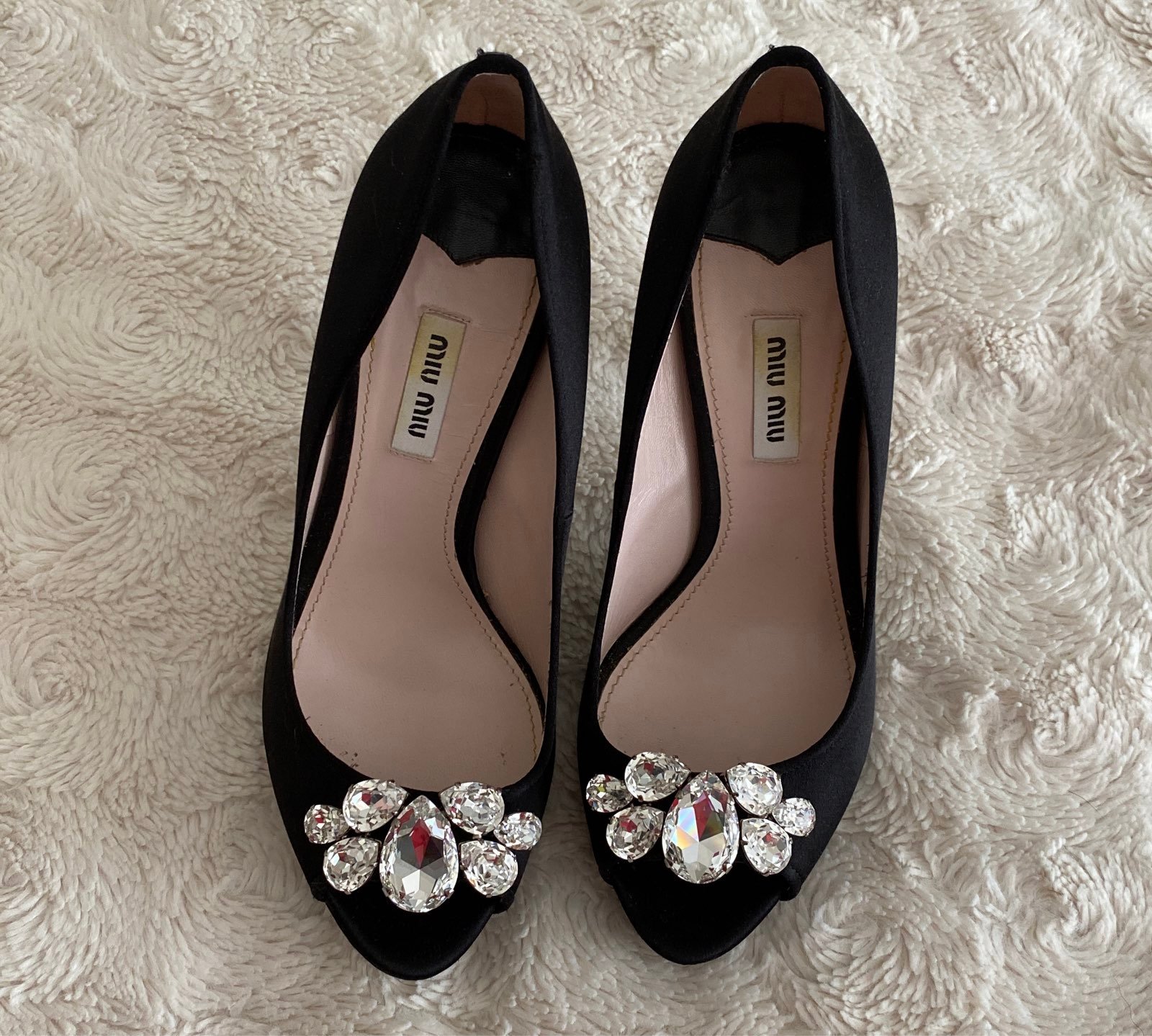 Miu Miu Satin Embellished Pumps