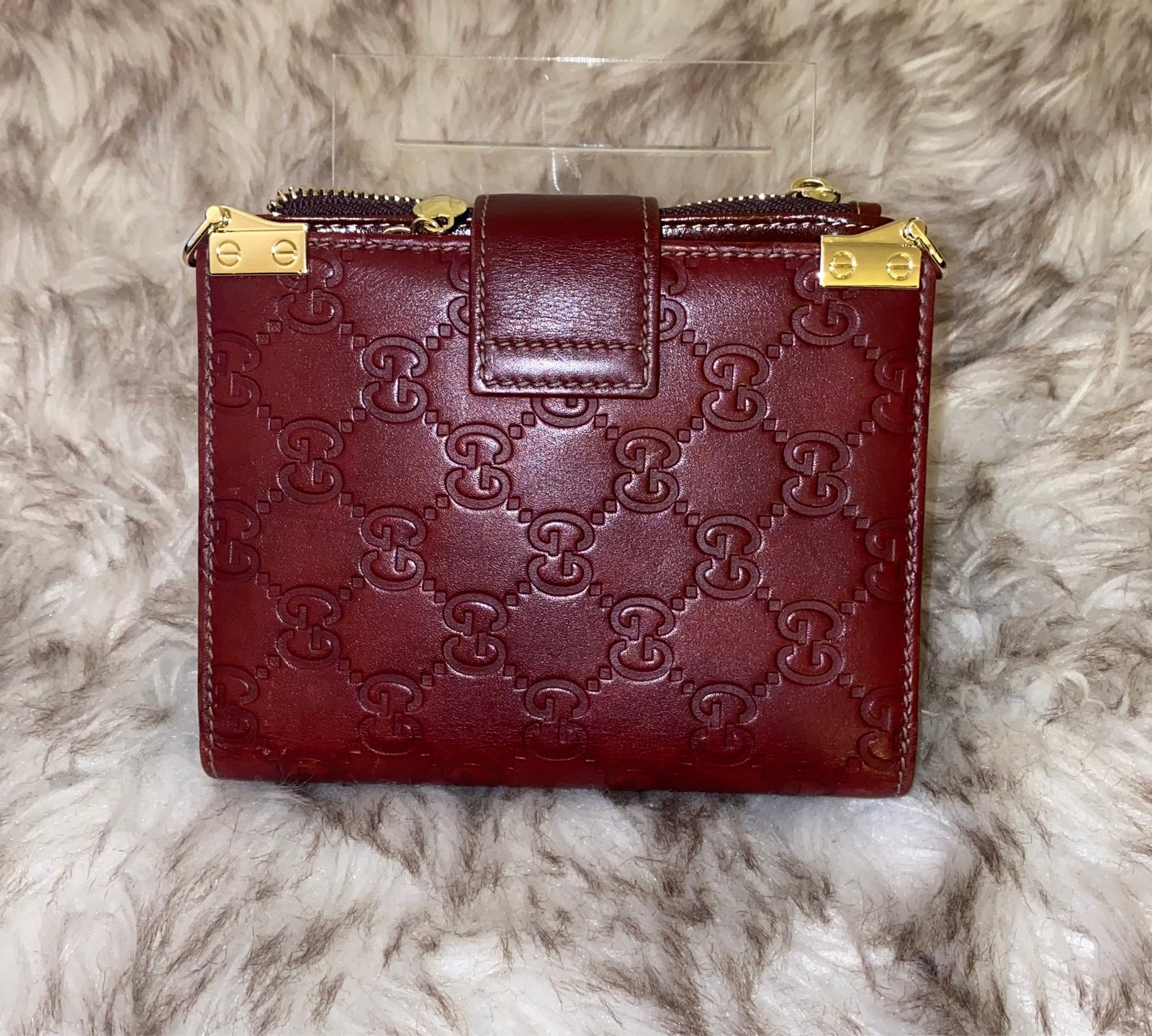 Red GG GUCCISSIMA Wallet with TWO Chain shops BUNDLE