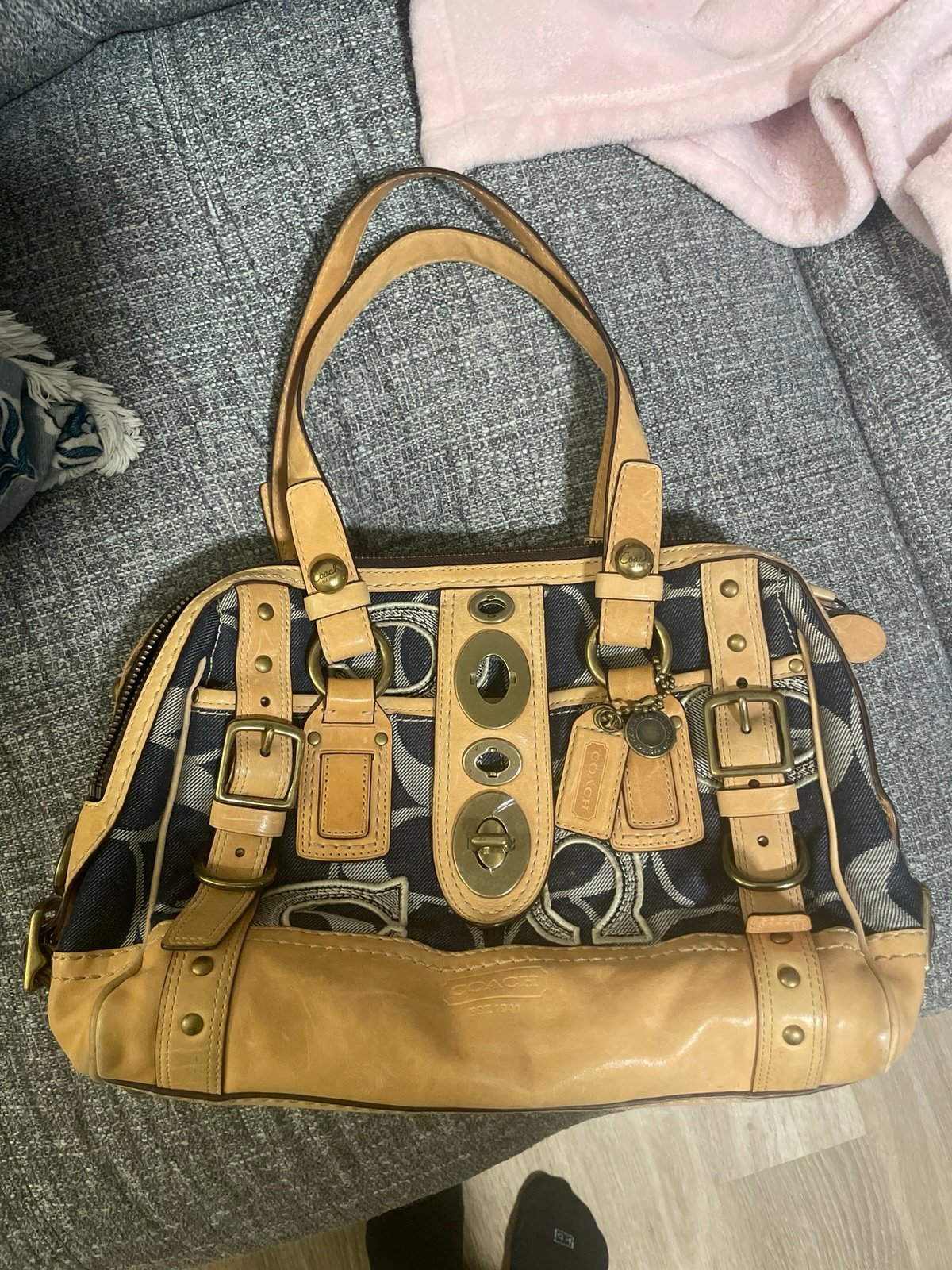Y2K COACH Legacy Lily Denim Satchel Turnlock Bag 11579