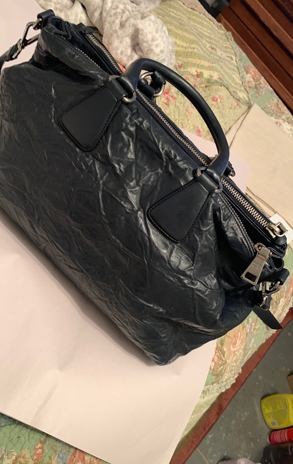 Navy PRADA Napa Shoulder shops Bag