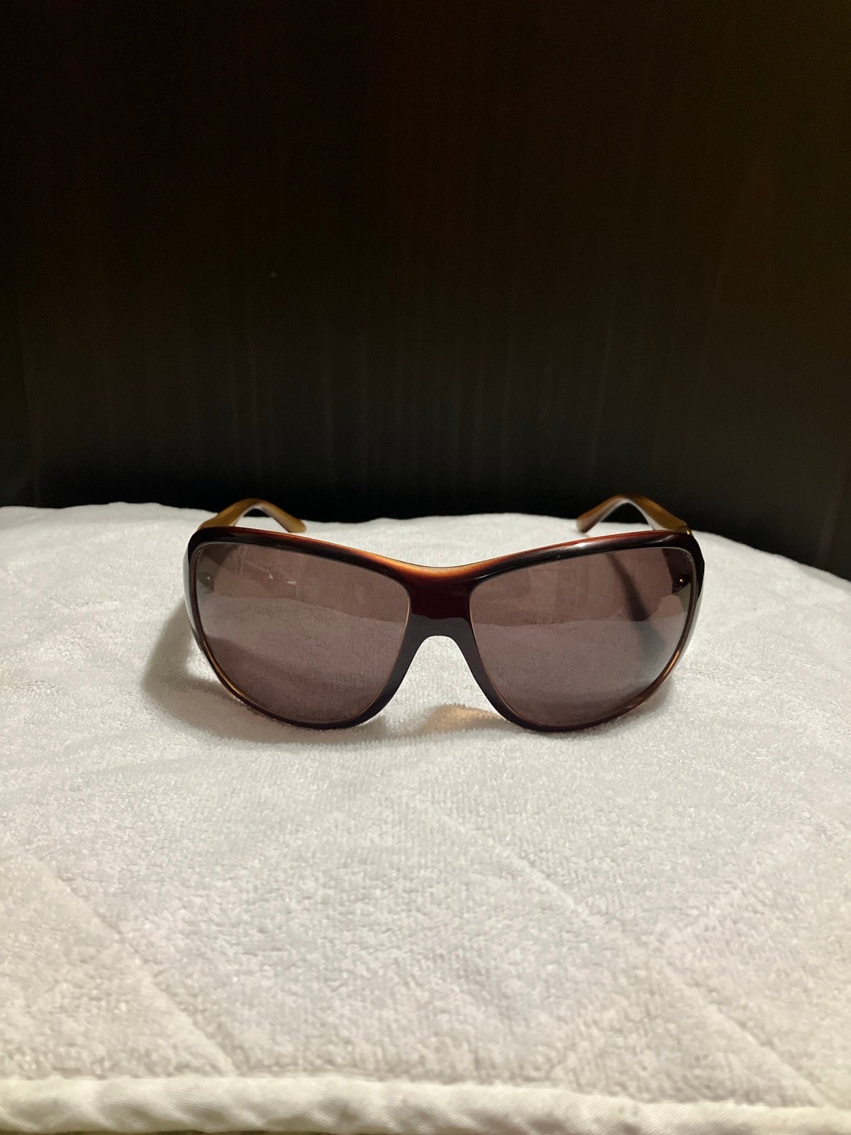 Chanel Women's Brown Sunglasses with Gold Detailing and UV