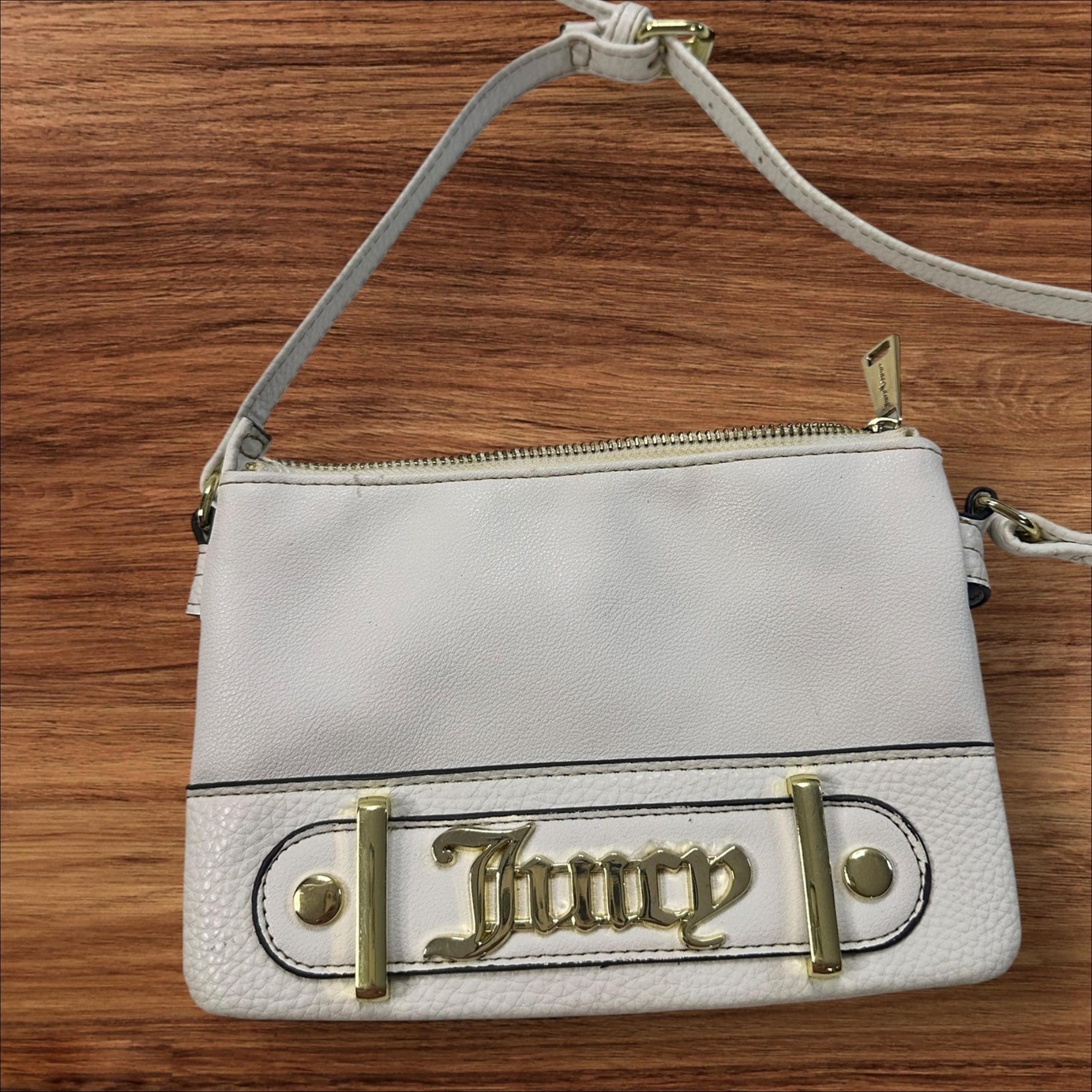 Juicy Couture White Crossbody Bag Y2K Purse Gold Logo Small