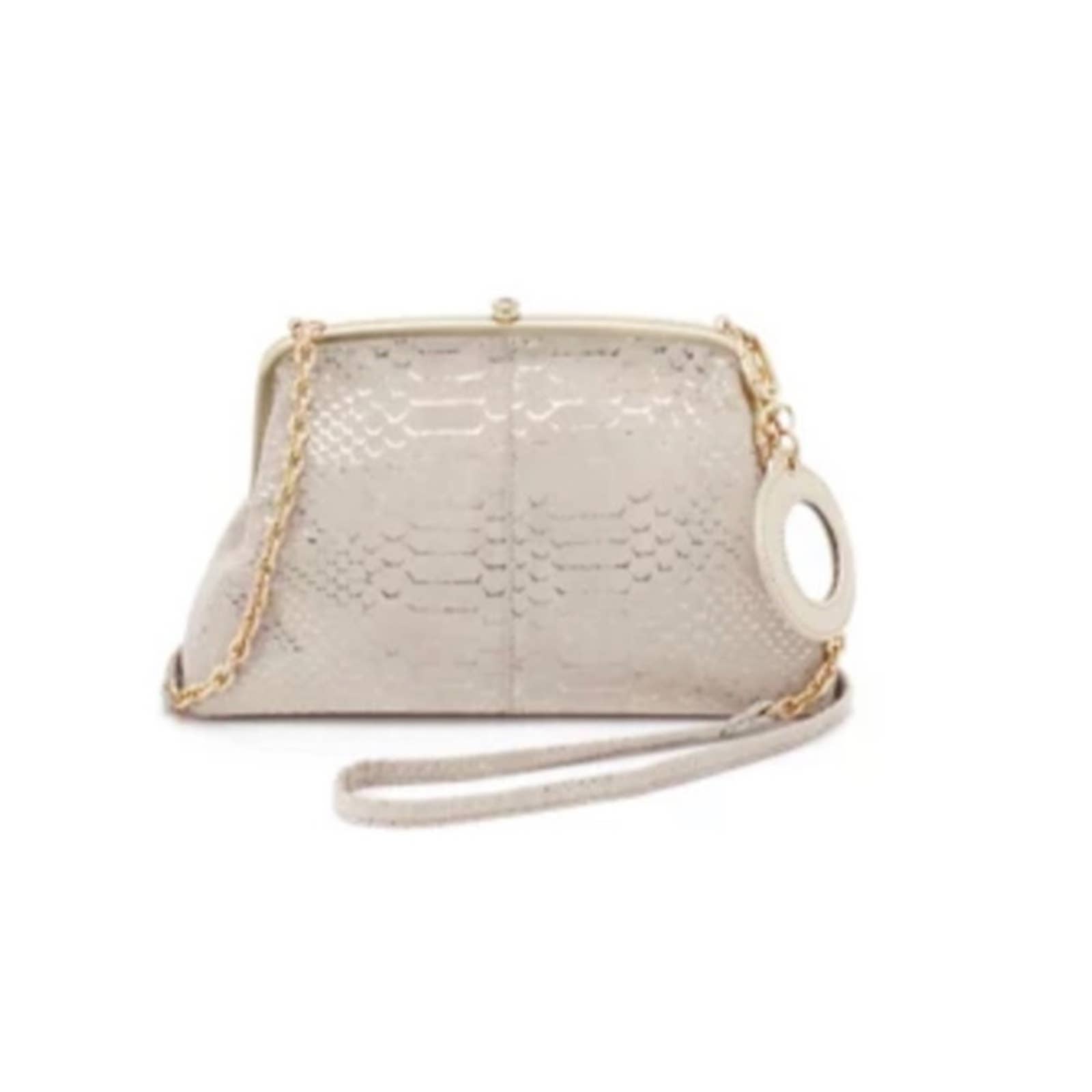 HOBO Alana gold/tan velvet pebbled hide crossbody chain/leather strap NWT