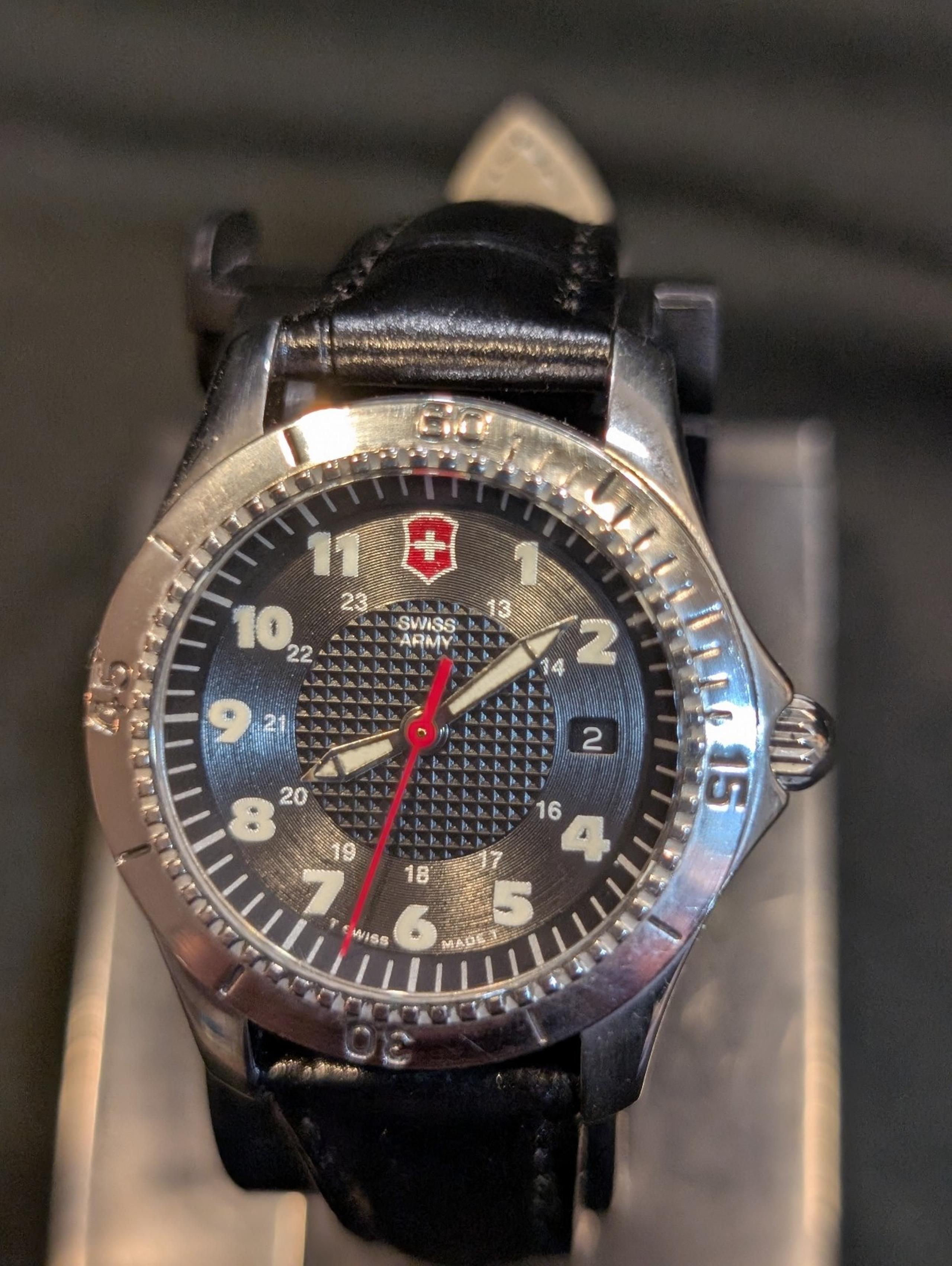 Victorinox Swiss Army Odyssey Watch Women 30mm Silver Tone Black Dial Date