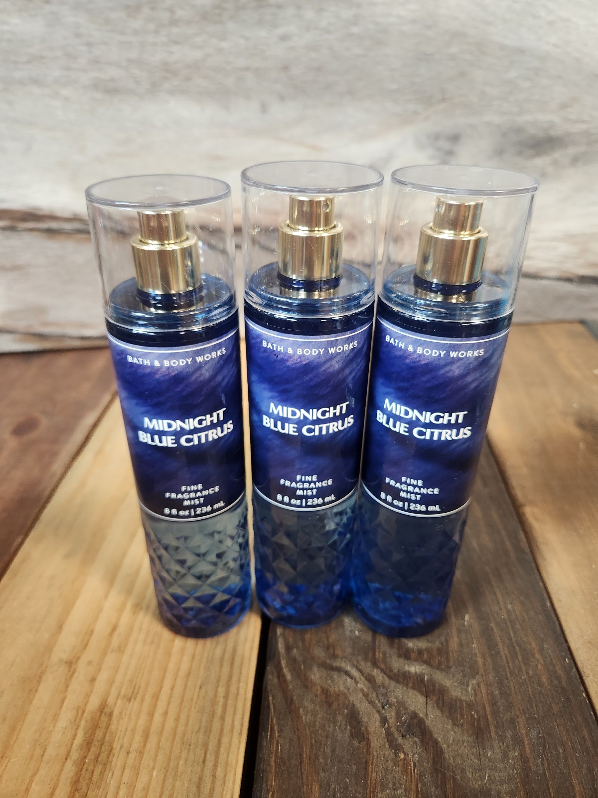 3PK Bath & Body Works Midnight Blue Citrus Fragrance Body Mist Spray 8oz NEW
