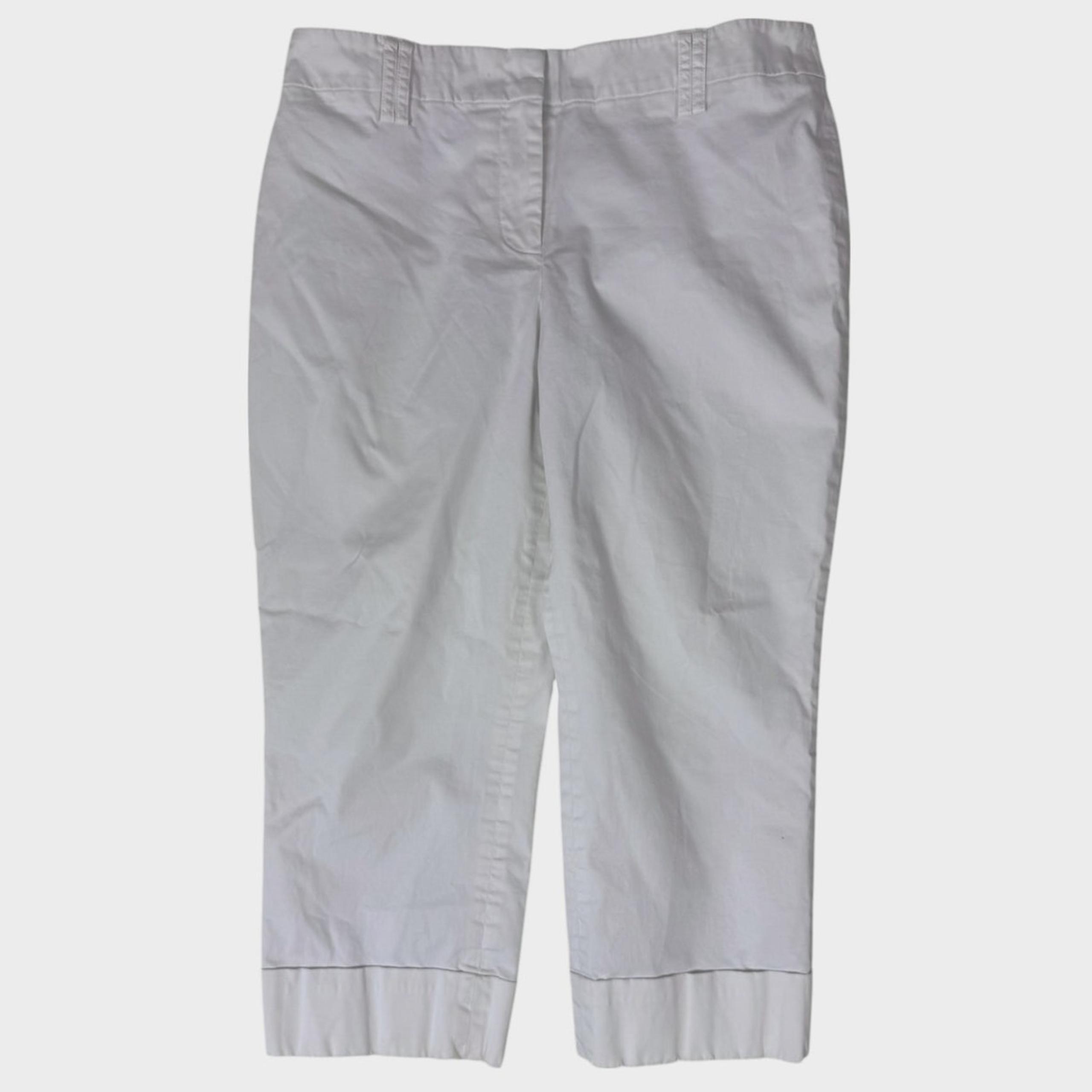 Ann Taylor LOFT Petites White Ann 4P Capri Pants Cotton Spandex Poly Lined