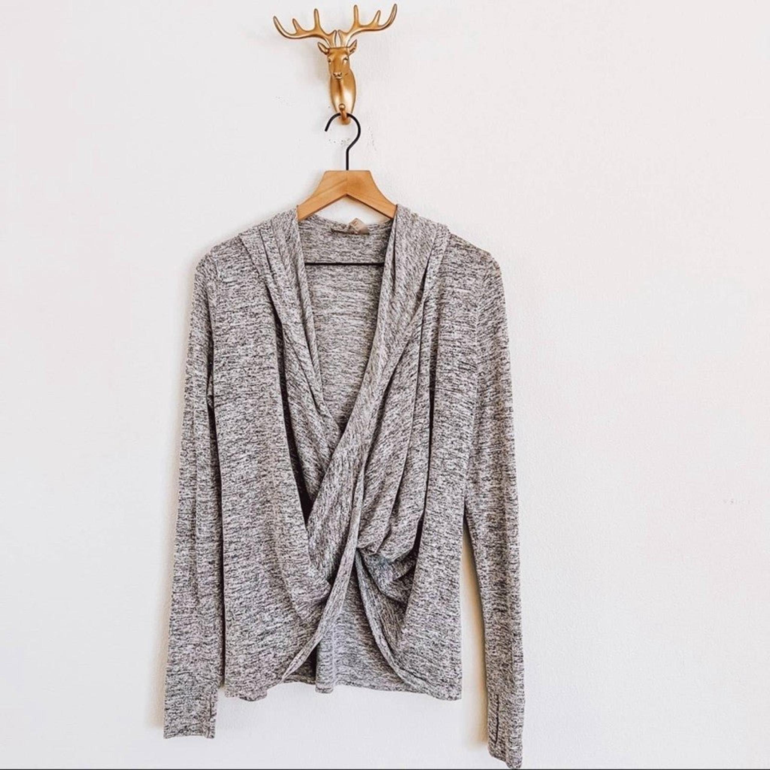 Zella Cross X Heather Gray Long Sleeve Hooded Sweater Size Small