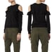 A.L.C. Lindsey Ruffle Cold Shoulder Top Black Women’s 0
