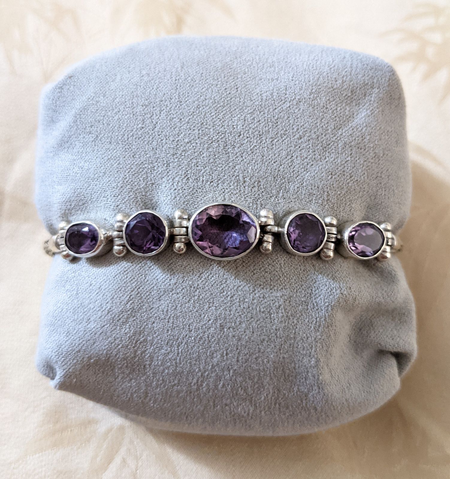 Sterling Silver Amethyst Rope Bracelet