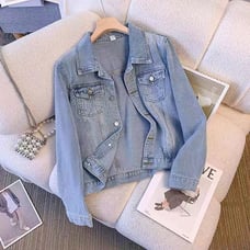 Retro slim denim coat female spring and autumn new loose man jacke