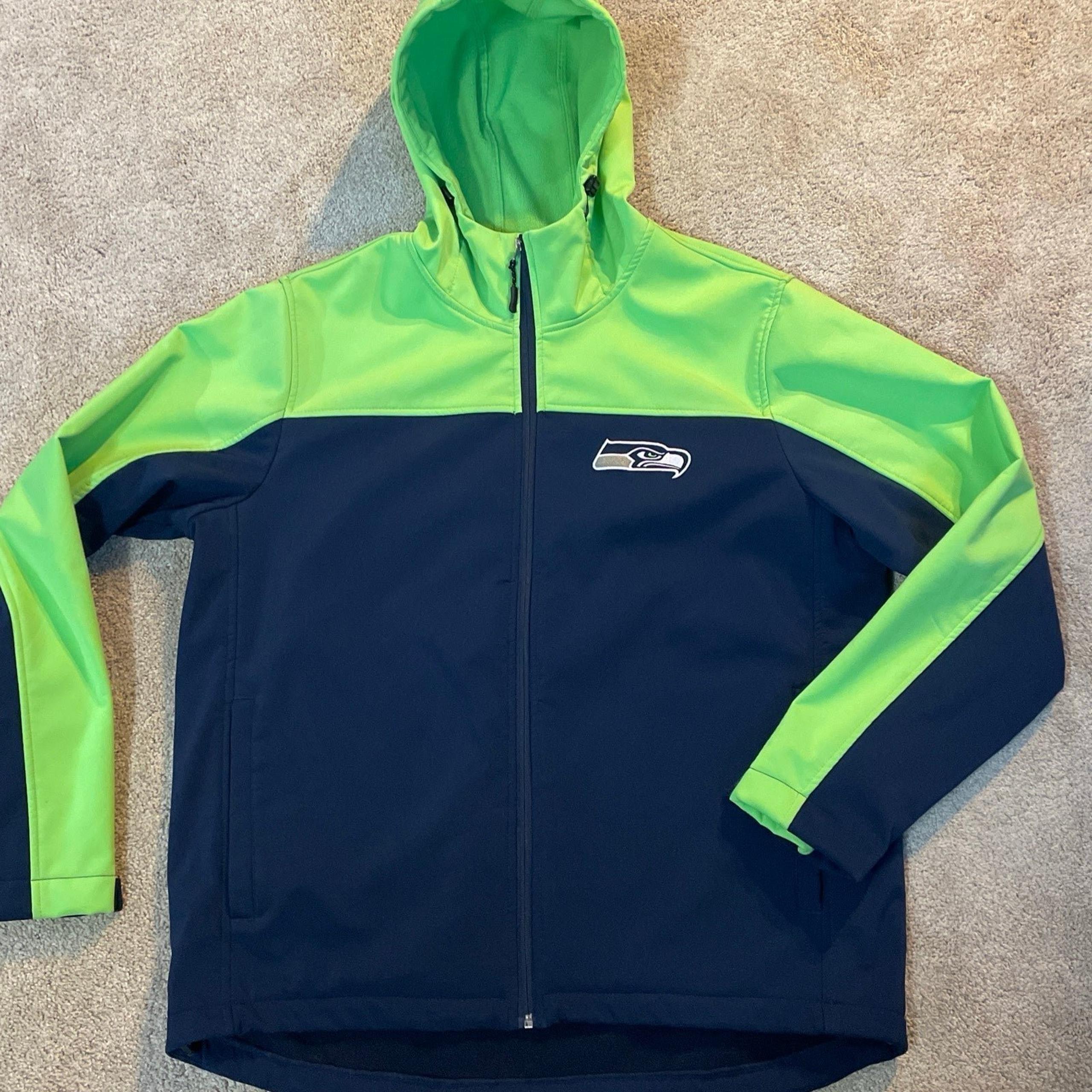 G-lll Seattle Seahawks  Large Warm Fleece Lined Coat Velcro Wrists Full Zip