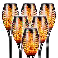 LED Solar Torch Lights With Flickering Flame For Garden, Corner, Decor