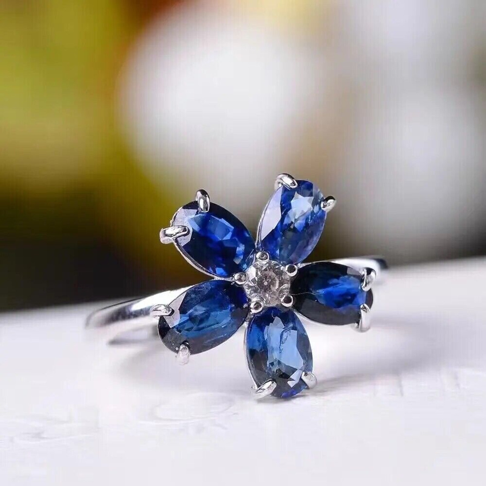 Sapphire Ring, Sapphire, Sapphire Stone Ring, Women's Sapphire Flower Ring