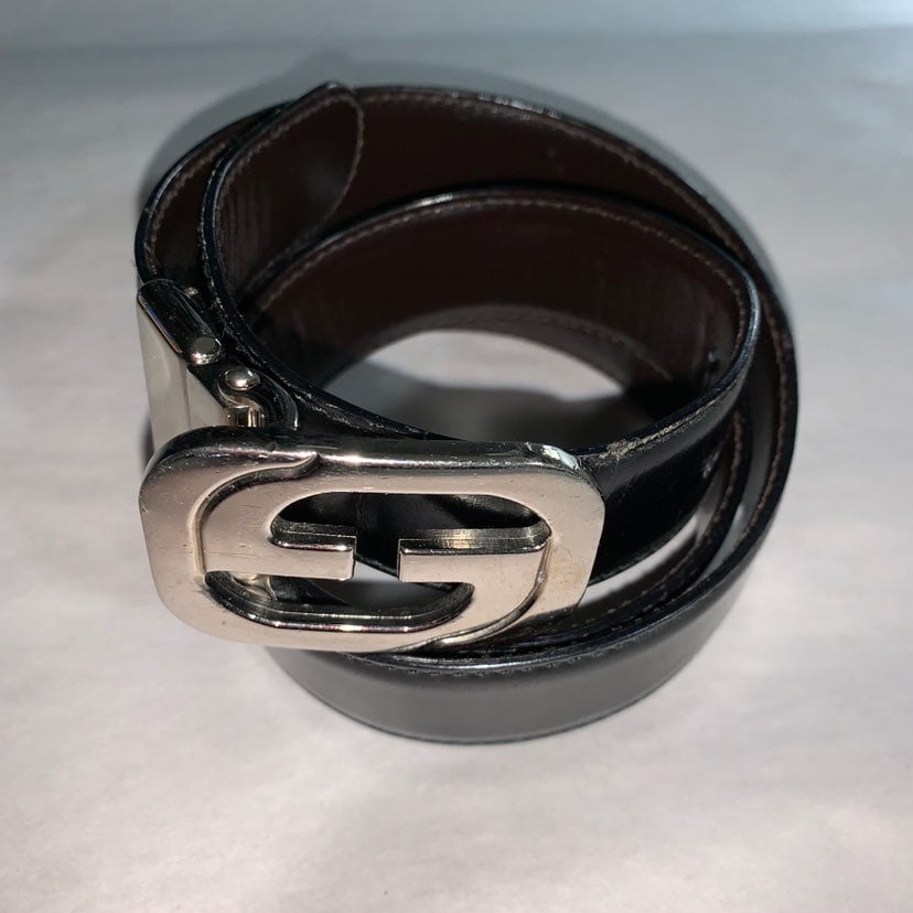 GUCCI brown/black reverse BELT silver GG