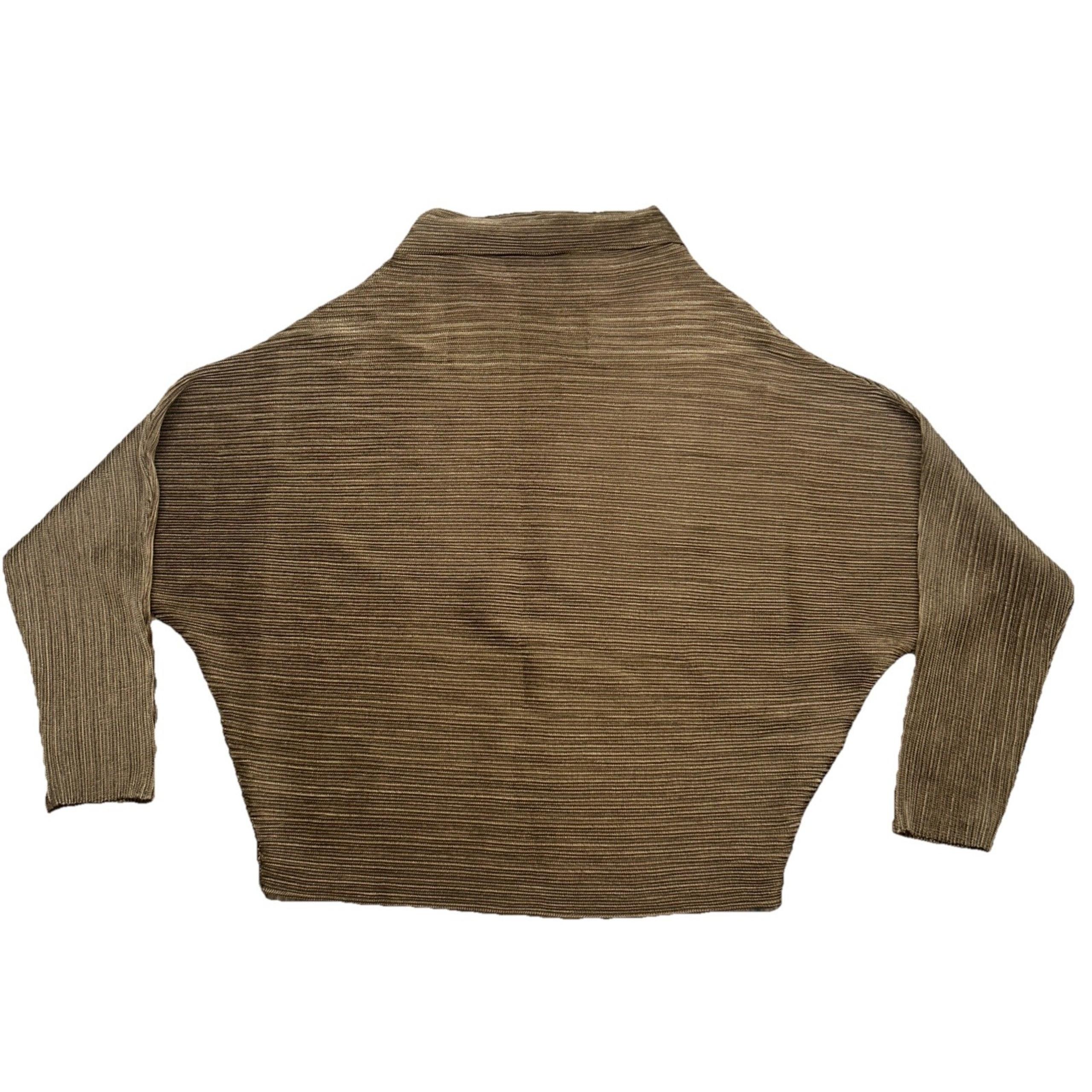 Adolfo Dominguez Cowl Mock Neck Ribbed Slinky Stretchy Fabric, Bronze Women's M