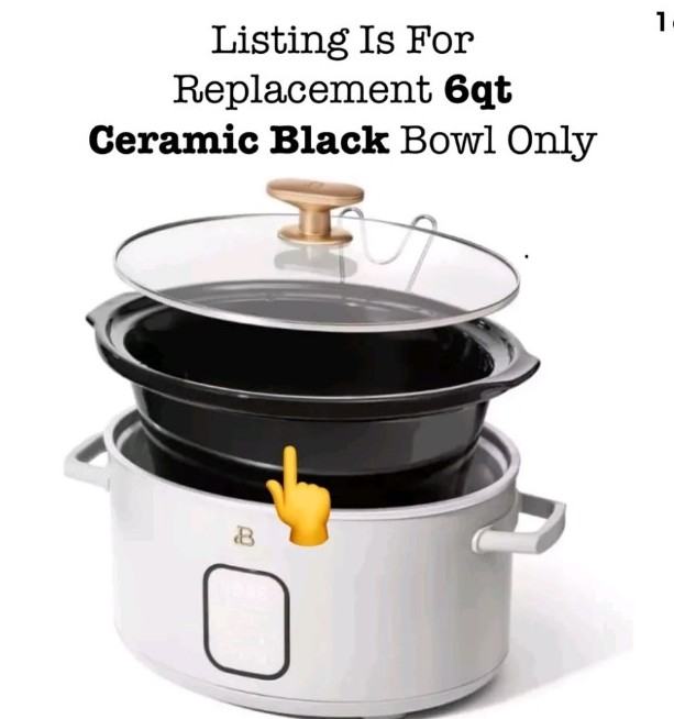 Replacement Black Ceramic Oval Slow Cooker Bowl For Beautiful Drew Barrymore