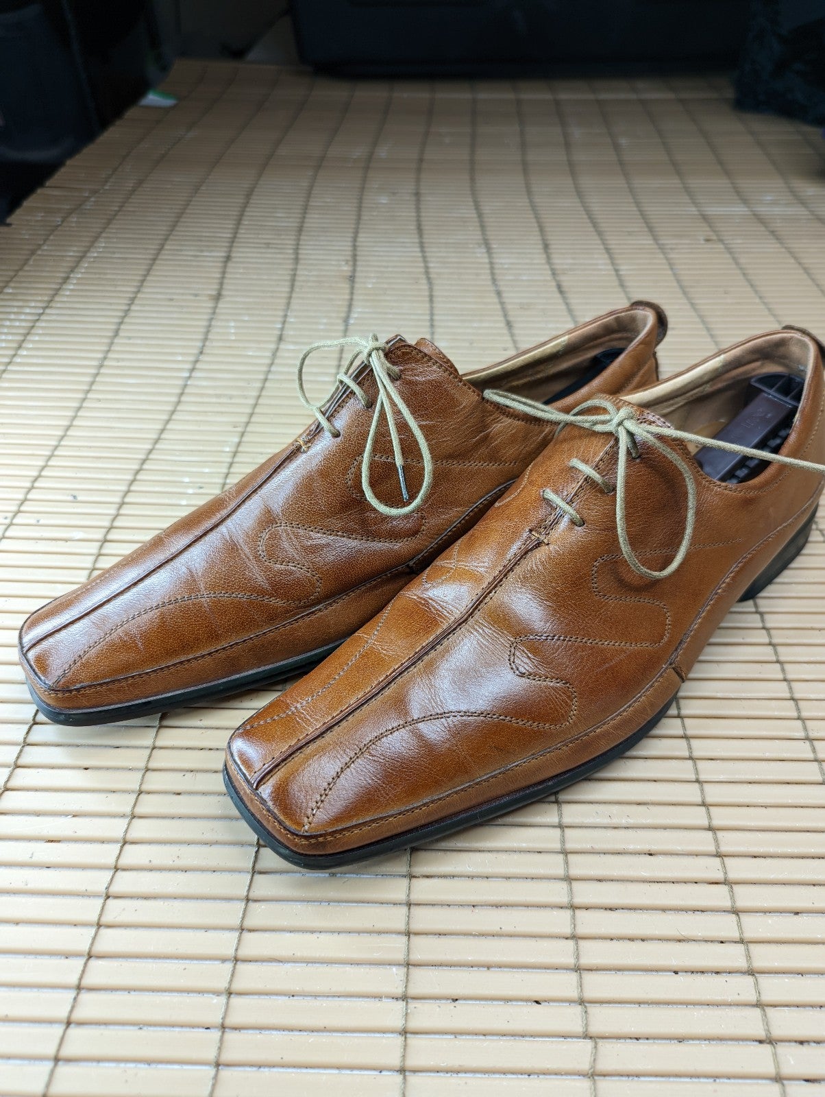 Umberto Pellegrini Mens Size 11 Champagne Brown Leather Dress Oxford