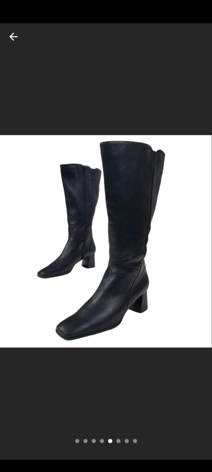 Naturalizer Black genuine Leather Knee High Boots 8.5 Square Toe