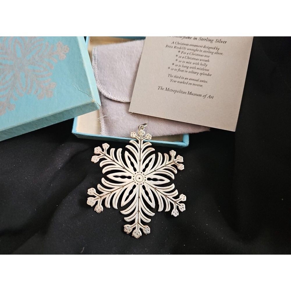 1973 Mma Sterling Silver Snowflake Christmas Ornament