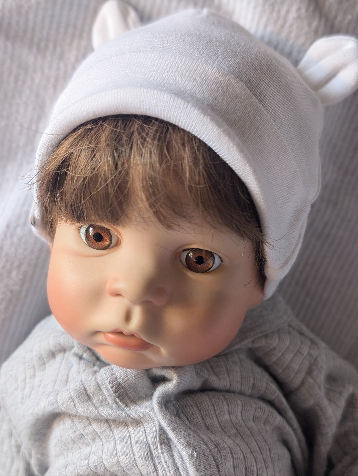 Adorable vintage antique original cuddle baby Boy Doll signed neck