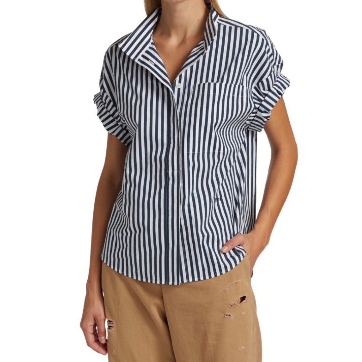 FRAME Sheila Striped Cotton Shirt - size Medium