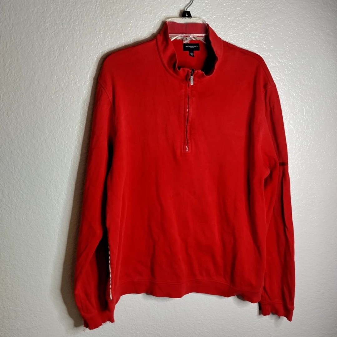 Burberry golf red 1/4 zip long sleeve sweater sz Xl *FLAW