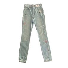 NWT Express Women Sz 23 00R Distressed High Rise Gem Ankle Jeggings Jean Denim