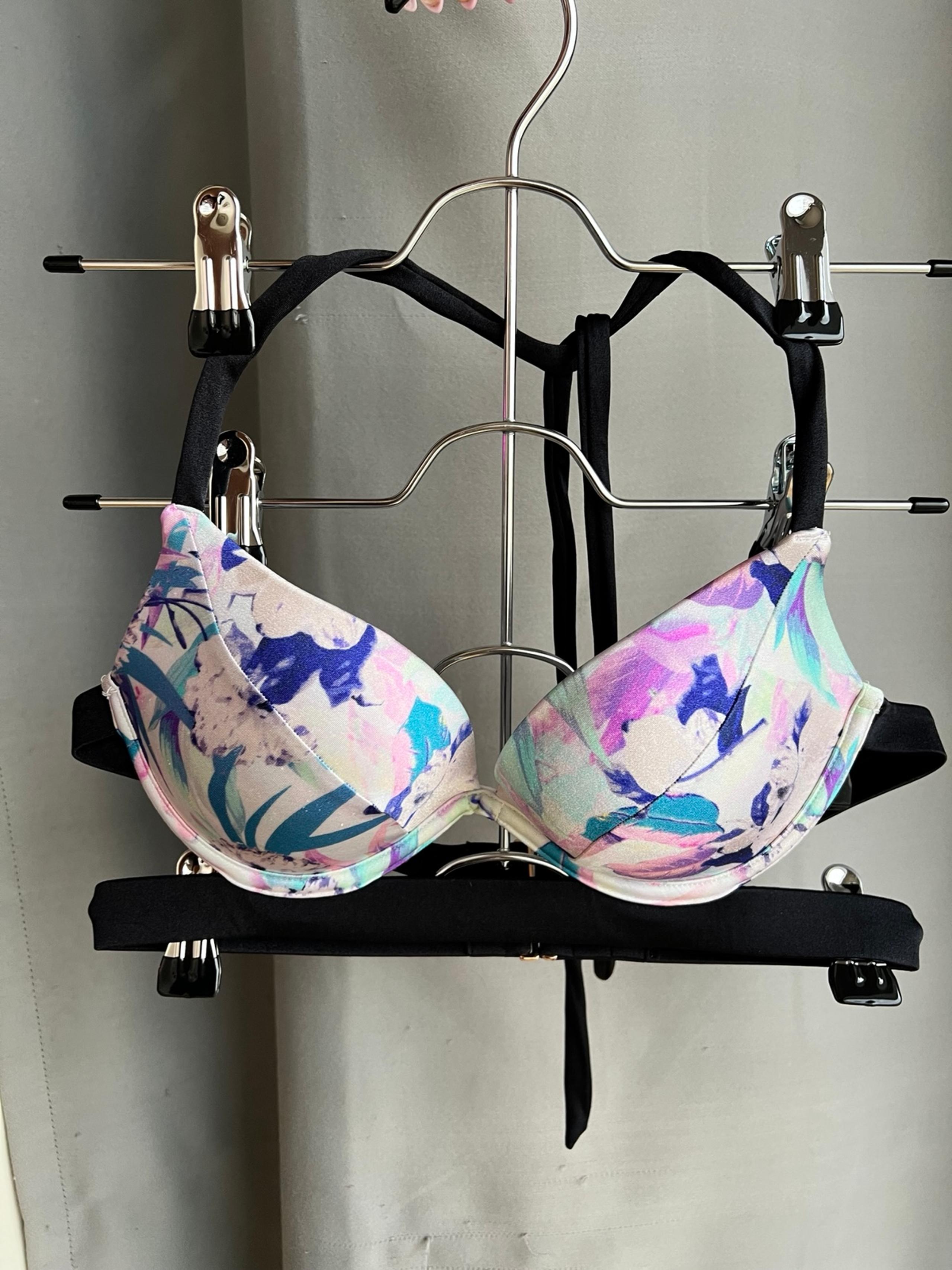 Victoria's Secret Black and Purple Bikini Top 34B