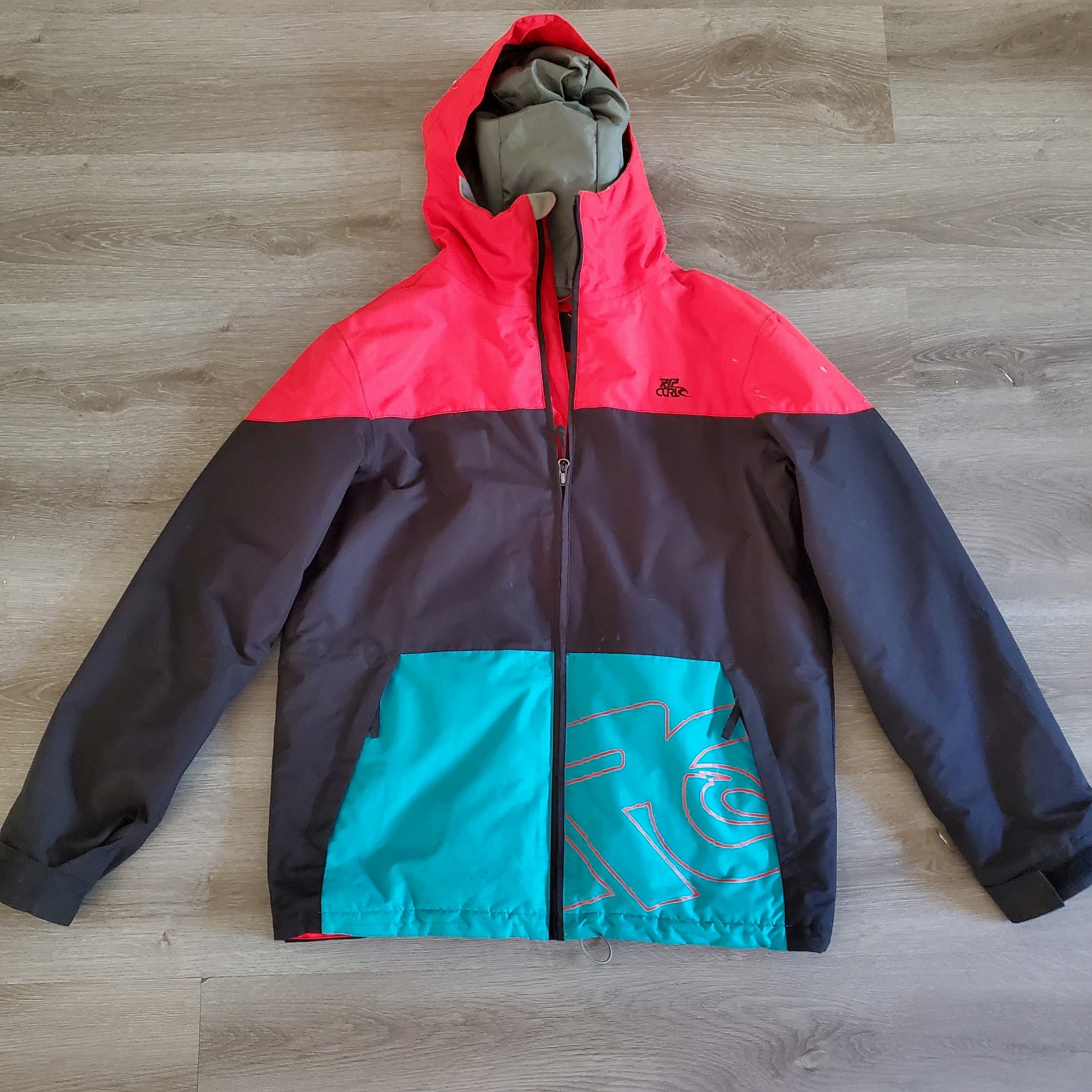 Rip Curl Big Logo Rider Range Hood Jacket Men Small Polyester Red Black Green