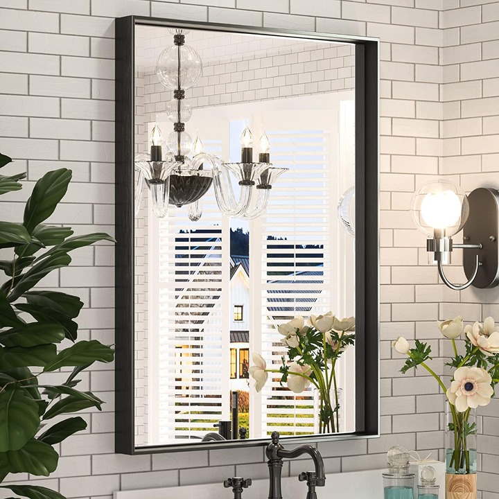 Framed Mirror for Bathroom 22 x 30 Inch Black