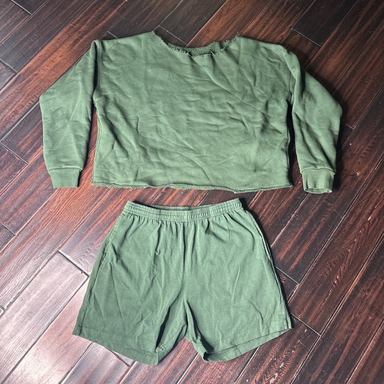 Slouchy sweater and cotton shorts set Los Angeles Apparel athletic casual