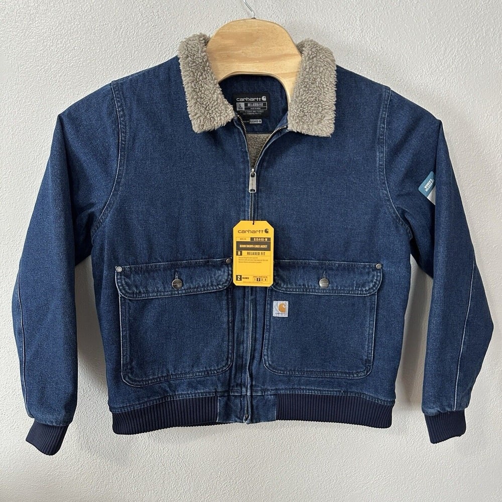 Carhartt Denim Sherpa Lined Jacket Relaxed Fit Women's XL Barn Chore Jean NWT