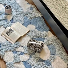 Blue Fluffy Rug for Living Room Area Rug Soft Rug for Nursery Room Rug Modern