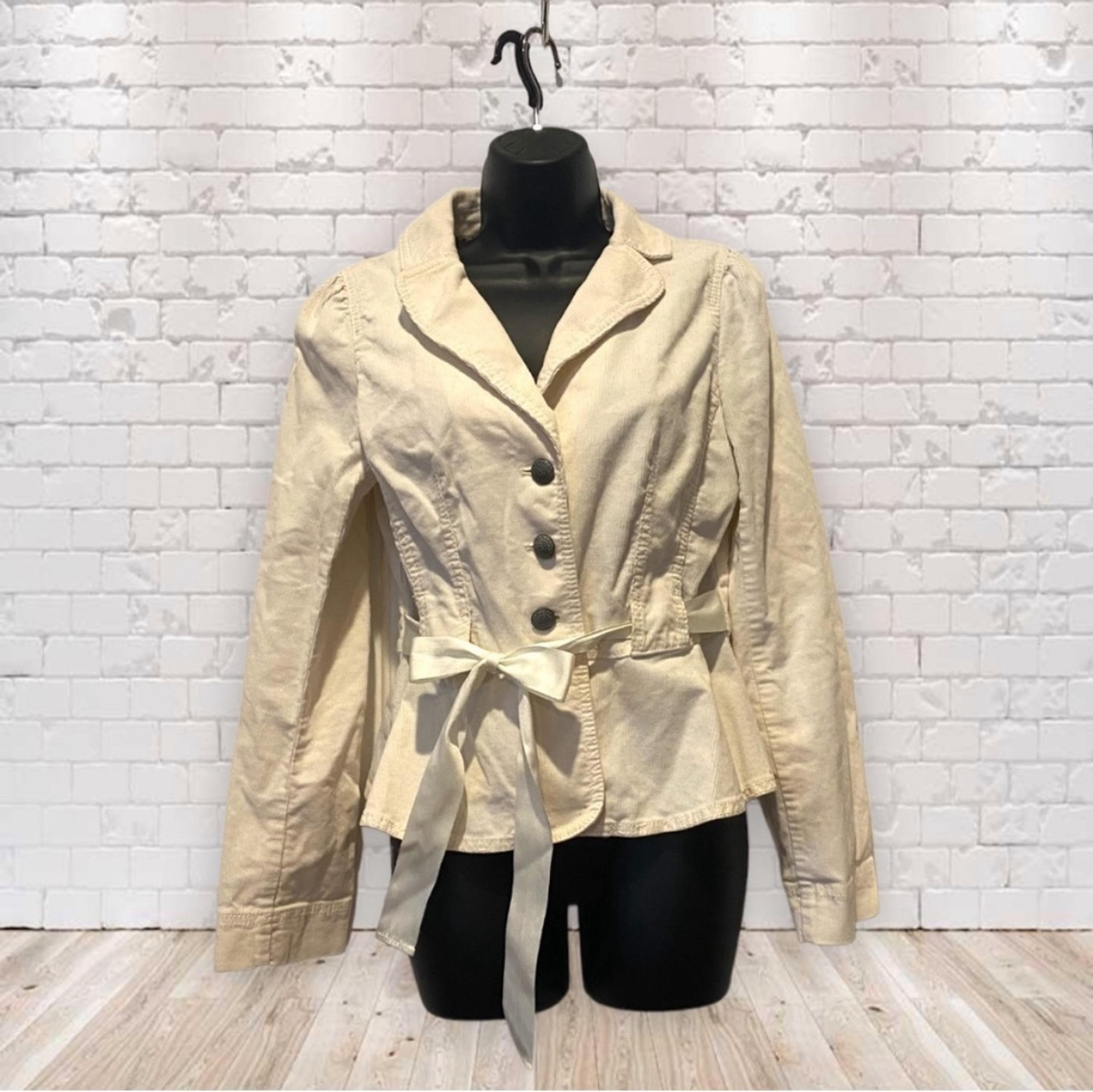 Loft cream beige Women's corduroy peplum jacket blazer size 4