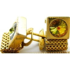 Rivoli Mesh Wraparound Cufflinks Crystal Rhinestone Bullet Cuff Link Men Vintage