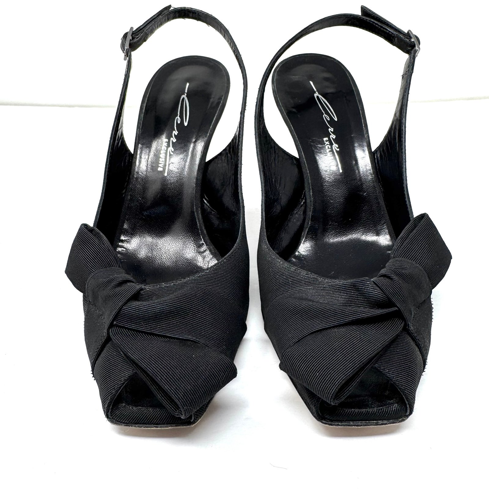 LERRE black fabric buckle sling back heels, made in Italy, Size 39