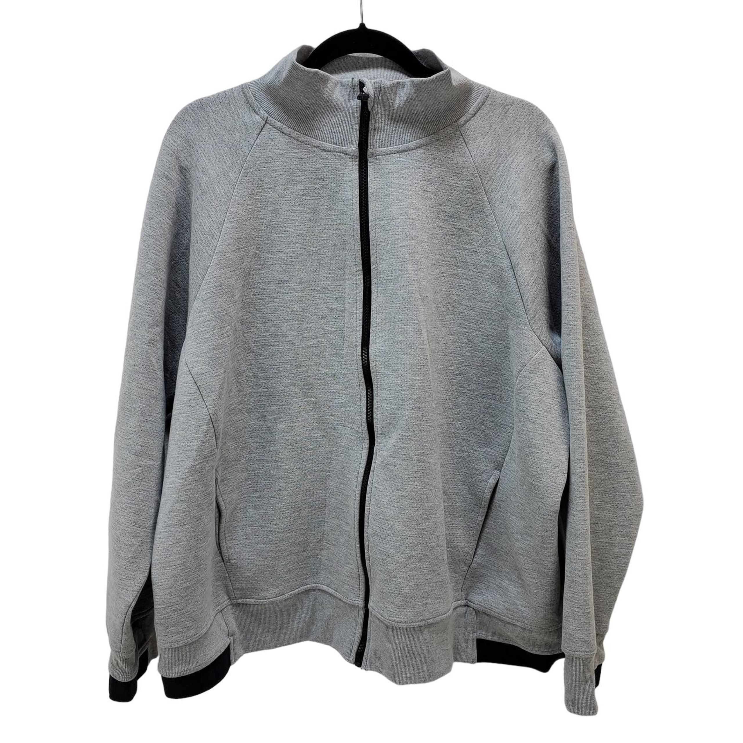 Xersion Jacket Women 2X Heavy Full Zip High Neck Mock Gray Breathable Workout