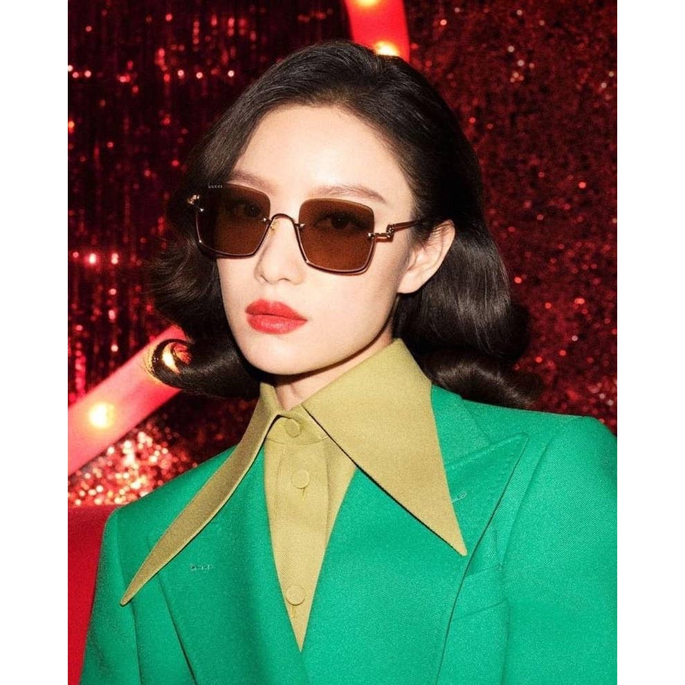 NEW Gucci GG1279S Half Rim Gold Mirror Sunglasses 595