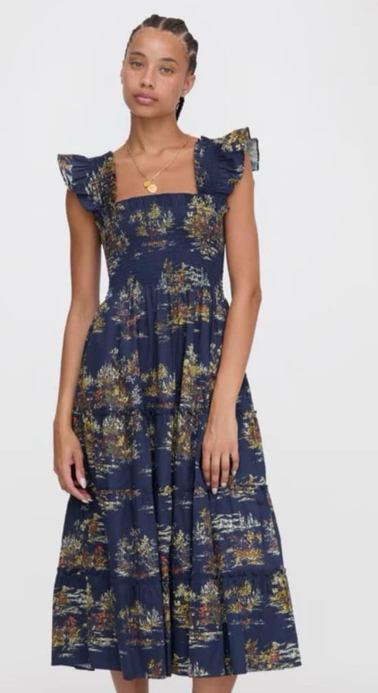 Hill House Ellie Nap dress equestrian Toile SMALL